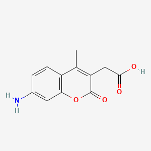 Chemical structure of 7-Amino-4-methylcoumarin-3-acetic acid