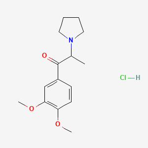 Chemical structure of 3,4-dimethoxy-α-Pyrrolidinopropiophenone (hydrochloride)