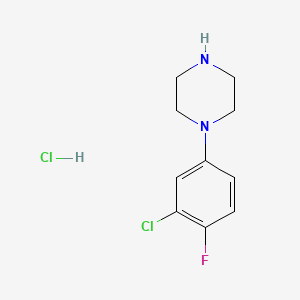Chemical structure of 3-Chloro-4-fluorophenylpiperazine hydrochloride