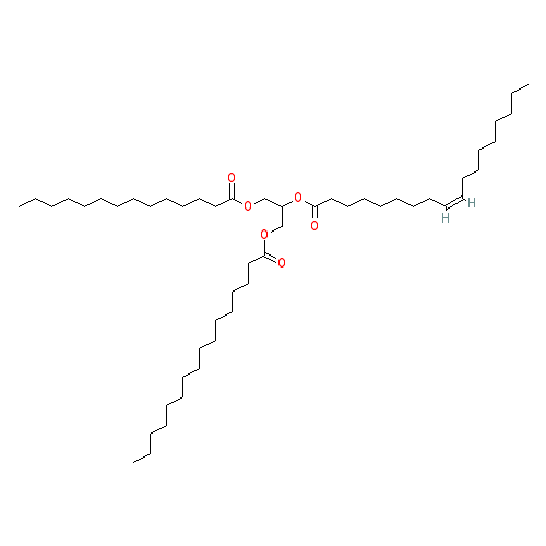 Chemical structure of 1-Myristoyl-2-Oleoyl-3-Palmitoyl-rac-glycerol