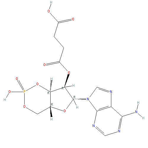 Chemical structure of 2'-O-Monosuccinyladenosine-3',5'-cyclic monophosphate