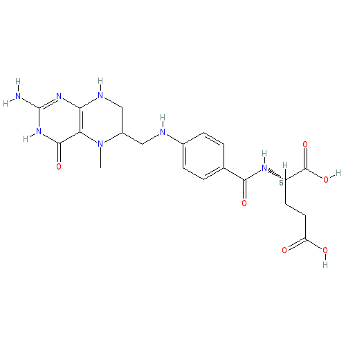 Chemical structure of 5-Methyltetrahydrofolic Acid (hydrate)
