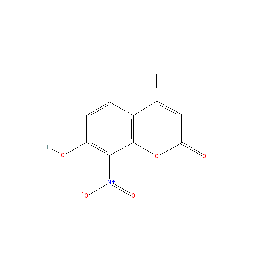 Chemical structure of 7-Hydroxy-4-methyl-8-nitrocoumarin