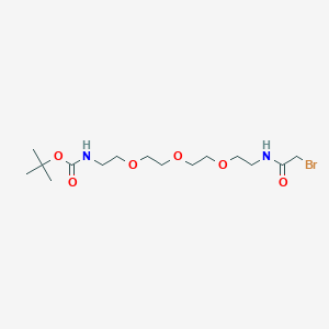 Chemical structure of Bromoacetamido-PEG3-Boc-amine
