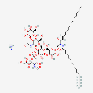Chemical structure of C16 Ganglioside GM1-d9 (d18:1/16:0-d9) (ammonium salt)