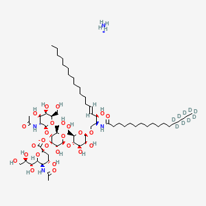 Chemical structure of C16 Ganglioside GM2-d9 (d18:1/16:0-d9) (ammonium salt)