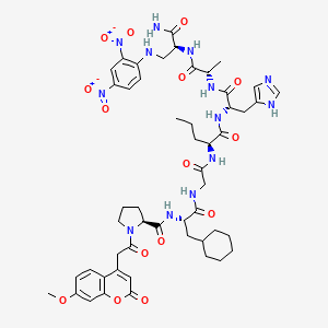 Chemical structure of Mca-P-Cha-G-Nva-HA-Dap(Dnp)-NH2 (trifluoroacetate salt)