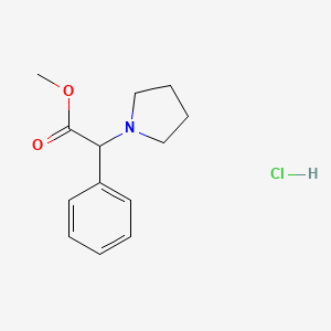 Chemical structure of Methyl 2-phenyl-2-(pyrrolidin-1-yl)acetate hydrochloride