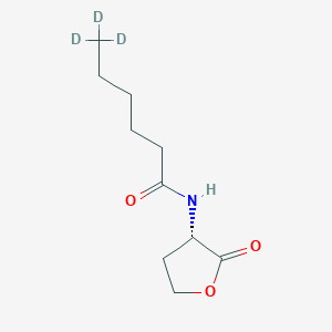 Chemical structure of N-hexanoyl-L-Homoserine lactone-d3