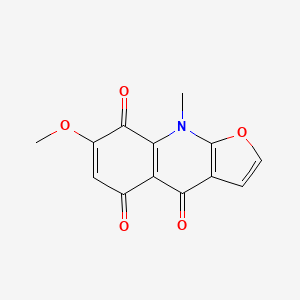 Chemical structure of 7-Methoxy-9-methylfuro[2,3-b]-quinoline-4,5,8(9H)-trione