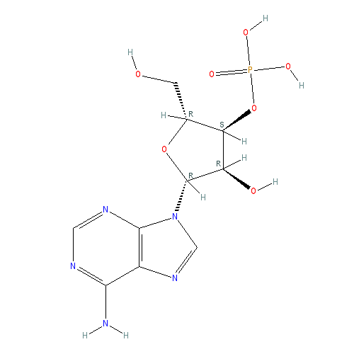 Chemical structure of Adenosine 3'-monophosphate (sodium salt hydrate)
