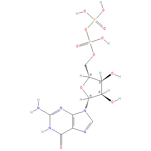 Chemical structure of Guanosine 5'-diphosphate (sodium salt hydrate)