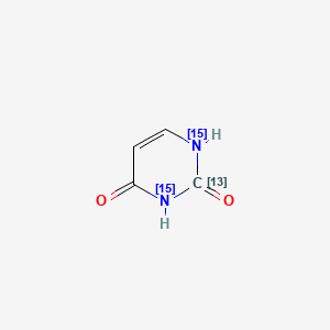Chemical structure of Uracil-13C,15N2