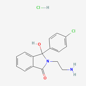 Chemical structure of 2-(2-Aminoethyl)-3-(4-chlorophenyl)-3-hydroxyisoindol-1-one (hydrochloride)