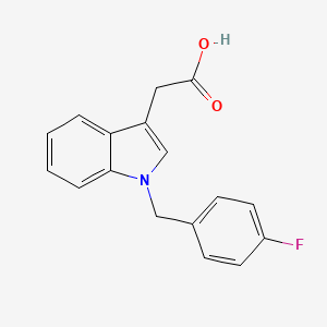 Chemical structure of 2-(1-(4-Fluorobenzyl)-1H-indol-3-yl)acetic Acid