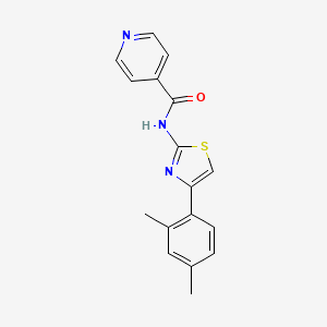 Chemical structure of N-[4-(2,4-Dimethylphenyl)-2-thiazolyl]-4-pyridinecarboxamide