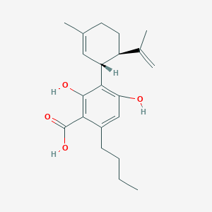 Chemical structure of CBDBA