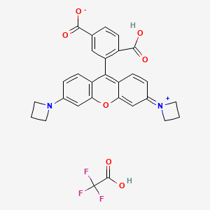 Chemical structure of Janelia Fluor 549, free acid