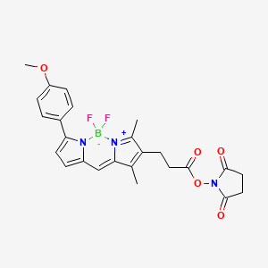 Chemical structure of BDP TMR NHS ester