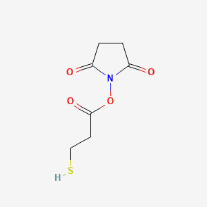 Chemical structure of 3-Mercaptopropionic acid NHS ester