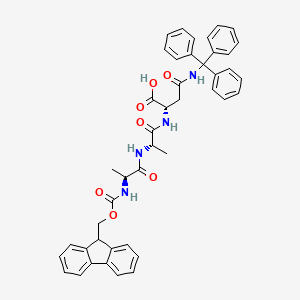 Chemical structure of Fmoc-Ala-Ala-Asn(Trt)-OH