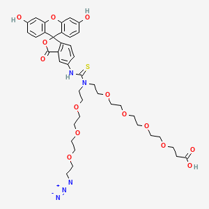 Chemical structure of N-(Azido-PEG3)-N-Fluorescein-PEG4-acid