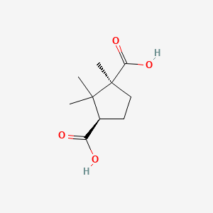 Chemical structure of (-)-Camphoric acid
