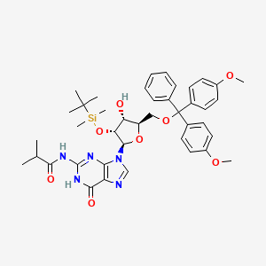 Chemical structure of 5'-O-DMT-2'-O-iBu-N-Bz-Guanosine