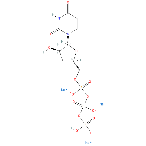 Chemical structure of 3'-Deoxyuridine-5'-triphosphate trisodium