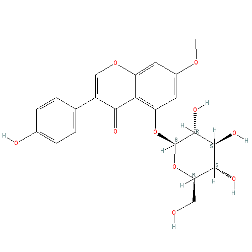Chemical structure of Prunetin 5-O-β-D-glucopyranoside