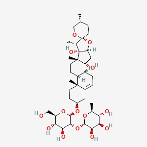 Chemical structure of Ophiogenin 3-O-α-L-rhamnopyranosyl-(1→2)-β-D-glucopyranoside