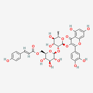 Chemical structure of Quercetin 3-O-β-D-(6''-p-coumaroyl)glucopyranosyl(1→2)-α-L-rhamnopyranoside