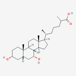 Chemical structure of 3α,7α-Dihydroxycoprostanic acid
