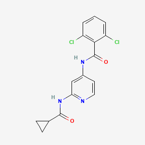 Chemical structure of 2,6-Dichloro-N-(2-(cyclopropanecarboxamido)pyridin-4-yl)benzamide