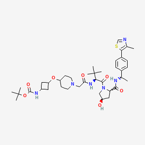 Chemical structure of (S,R,S)-AHPC-Boc-trans-3-aminocyclobutanol-Pip-CH2COOH