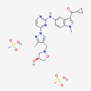 Chemical structure of Cevidoplenib dimesylate