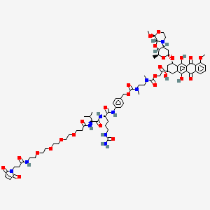 Chemical structure of Mal-PEG4-VC-PAB-DMEA-PNU-159682