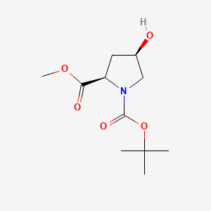 Chemical structure of N-Boc-cis-4-hydroxy-D-proline methyl ester