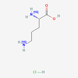 Chemical structure of L-Ornithine-15N2 hydrochloride