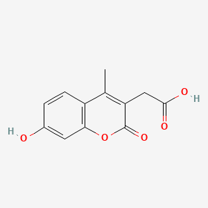 Chemical structure of 7-Hydroxy-4-methylcoumarin-3-acetic acid