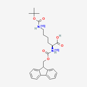 Chemical structure of Fmoc-L-Lys (Boc)-OH-15N2