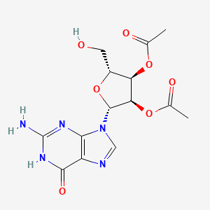 Chemical structure of 2′,3′-Di-O-acetylguanosine