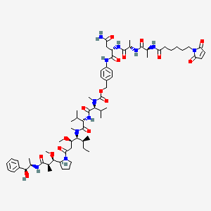 Chemical structure of Mc-Alanyl-Alanyl-Asparagine-PAB-MMAE