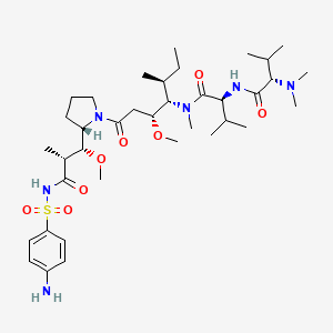Chemical structure of Aminobenzenesulfonic auristatin E TFA