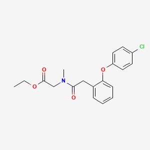 Chemical structure of Ethyl 2-(2-(2-(4-chlorophenoxy)phenyl)-N-methylacetamido)acetate