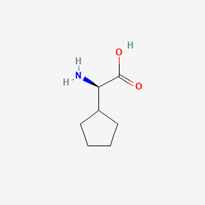 Chemical structure of (R)-2-amino-2-cyclopentylacetic acid