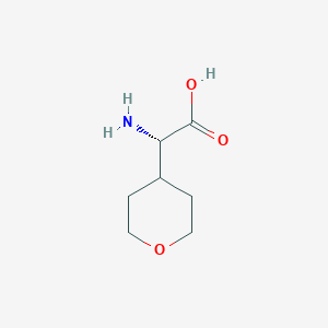Chemical structure of (S)-2-amino-2-(tetrahydro-2H-pyran-4-yl)acetic acid