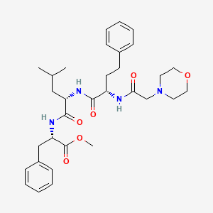 Chemical structure of (S)-methyl 2-((S)-4-methyl-2-((S)-2-(2-morpholinoacetamido)-4-phenylbutanamido)pentanamido)-3-phenylpropanoate