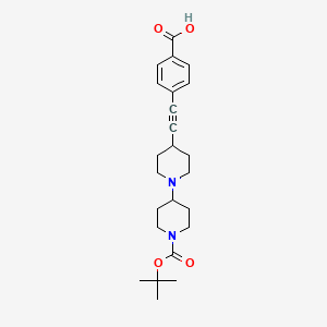 Chemical structure of Boc-bipiperidine-ethynylbenzoic acid