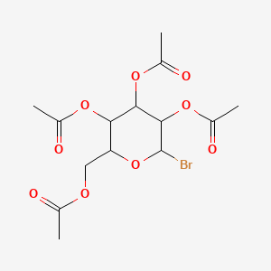 Chemical structure of alpha-D-Galactopyranosyl bromide, tetraacetate